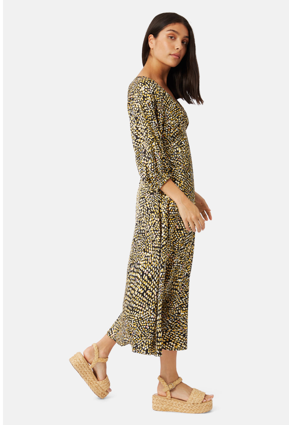 TRAFFIC PEOPLE DRESS STYLE MTM12401 COLOUR YELLOW PRINT