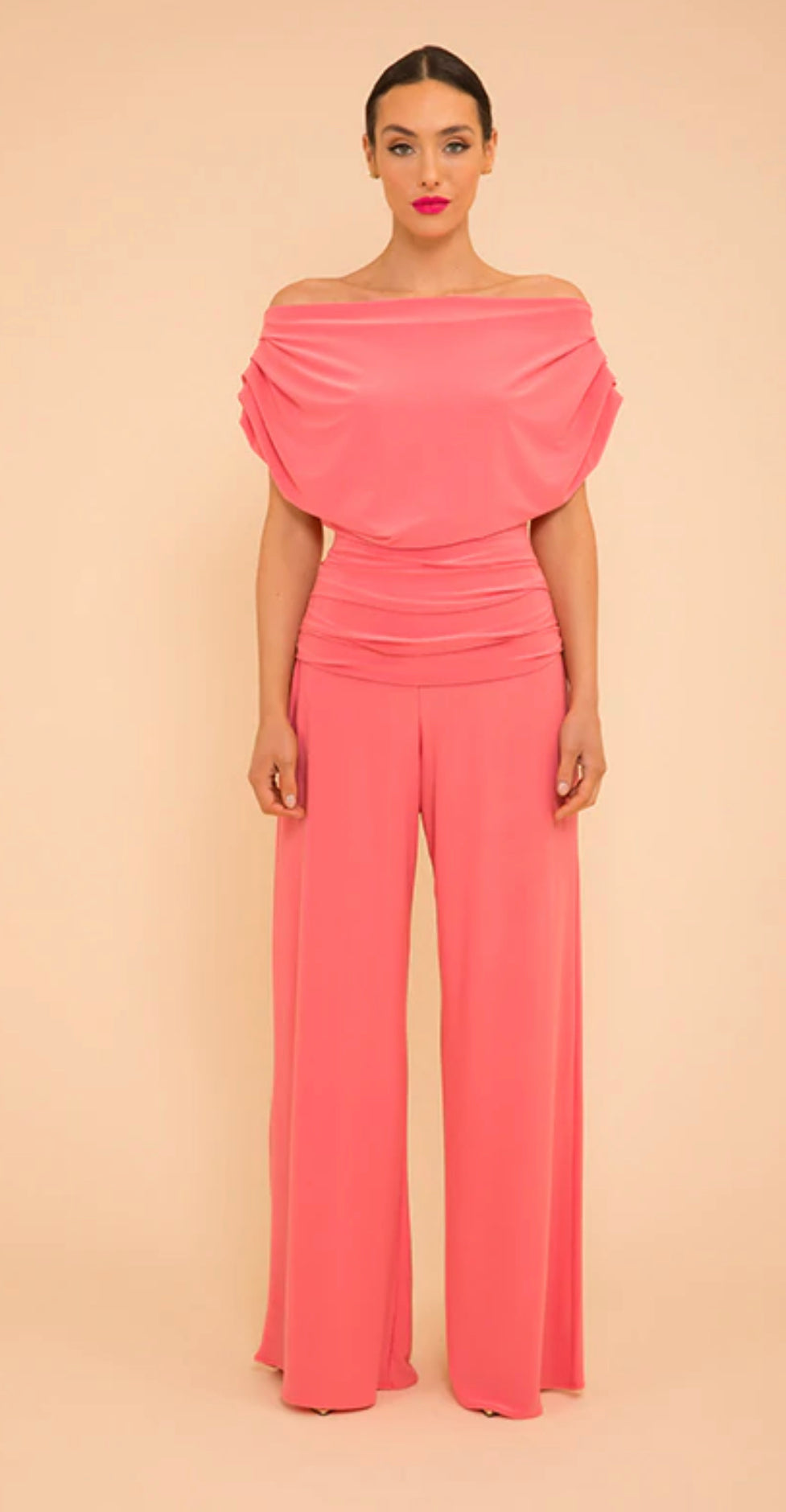 ATOM LABEL JUMPSUIT COLOUR CORAL